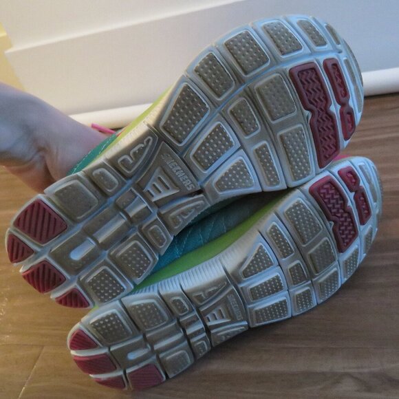 SKECHERS Flex Appeal Memory Foam Cosmic Pink Green Athletic Sneakers Shoes US 5 - Picture 13 of 13